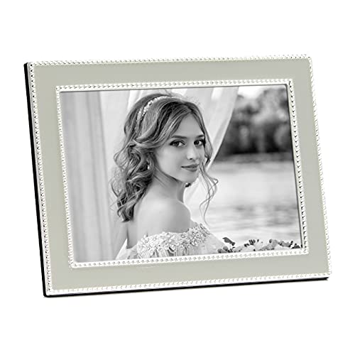 Ckk Pure Elegance Double Beaded Steel Metal Frame, Silver Plated With Light Gray Enamel (Silver, 5X7") #TOP4