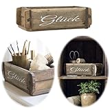 Original Holz Aufbewahrungsbox ✓ Design Unika Mursten ✓ Design: Glück weißes Herz ✓ Rustikal ✓ Ziegelform 1-Fach ✓ Braun Grau ✓ ca. 31x15x9,5cm ✓ Rechteckig ✓ Vintage / Shabby Chic ✓ Recyclingholz ✓ Nachhaltig ✓ ideal als Holzbox, Holzkiste, Holzkasten, Pflanzkübel, Ordnungsbox, Allzweckkiste, Aufbewahrungskiste, Aufbewahrungsbox, Backstein-Form, Besteck-Kasten Dekoration, Deko ✓ Qualität von LS-LebenStil aus Hamburg ⚓ ✓