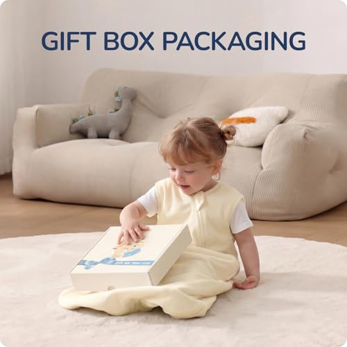 Image of Baby Sleep Sack 3-6 Months 0.5 Tog, Supersoft Thermostatic Cotton Toddler Sleeping Sack for Babies Infant, 2-Way Zipper Baby Wearable Blanket for Summer Yellow