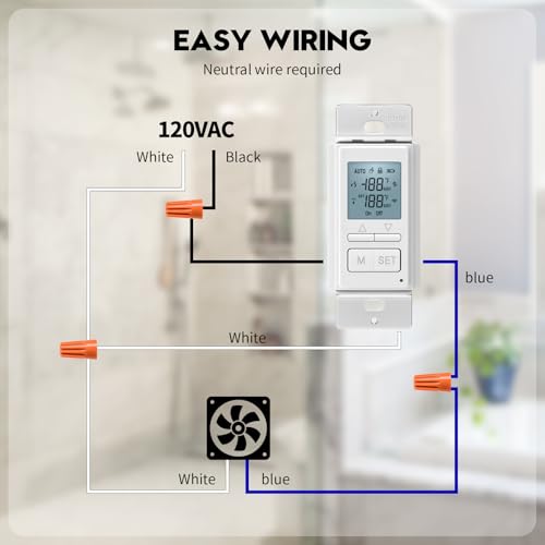 Ortis KJ-047 New 2024! Humidity Sensor Switch, Ortis In-Wall Bathroom Fan Automated Control Switch thumb #7