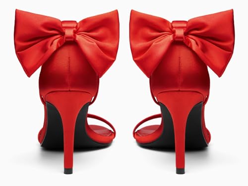 Image of Coutgo Womens Ankle Strap High Heels Open Toe Stiletto Bow Tie Knot Heeled Sandals Fashion Wedding Dress Pump Shoes