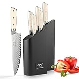 NANFANG BROTHERS Knife Set, 6 Pieces Damascus Kitchen Knife Set with U-Shaped Knife Block, ABS Ergonomic Handle for Chef Knife Set, Knife Block Set, Perfect for Kitchen Enthusiasts and Professionals