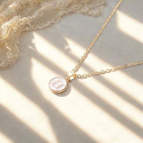 Image of Giftana Alphabet Locket with Chain, White Enamel Letter A-Z Pendant Necklace for Girls, Personalized Initial Name Gold Plated Pendant Necklace Gift for Girlfriend, Valentines Day Gifts for Woman