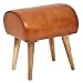 Wohnling Sitzhocker Echtleder/Massivholz 45 x 53 x 40 cm Moderner Lederhocker | Kleiner Holzhocker Gepolstert | Turnbock Hocker mit Leder-Bezug