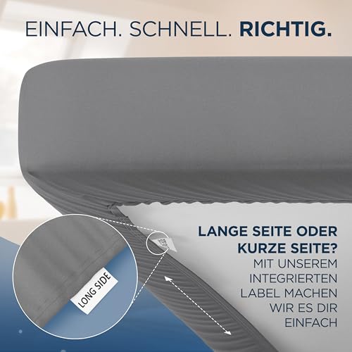 Samthus Jersey Spannbettlaken 180x200cm Oeko-Tex Made In Green - Grau – Ansicht 5