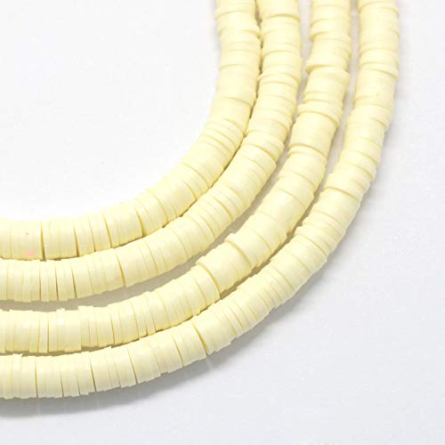 Beadthoven 380pcs 4mm Flat Round Polymer Clay Spacer Heishi Beads Disc Ghana African Slice Loose Beads for Summer Boho Surfer Bracelet Beading Jewelry Making, 17.7''