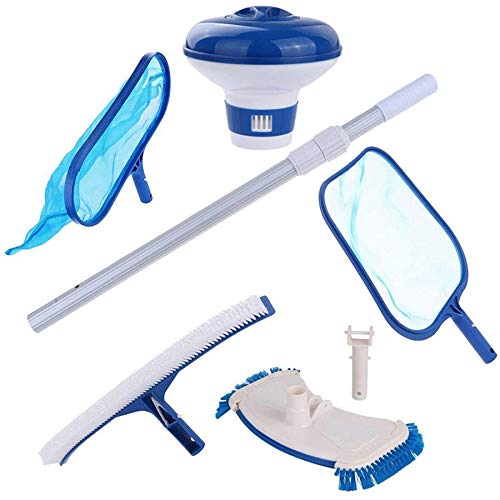 Set per la pulizia della piscina, set da 6 pezzi per la pulizia della piscina con , retino, , galleggiante, dosatore sottovuoto per pavimenti