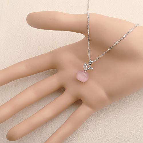 bobauna 3D Pink Opal Apple Shape Pendant Necklace Apple Jewelry Teachers Appreiation Gift for Mentor Coach Principal 6