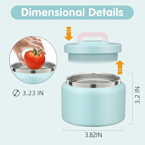 Image of JXXM 8 Oz Thermo Food Jar for Hot & Cold Food for Kids, Insulated Lunch Containers Hot Food Jar,Leak-Proof Vacuum Stainless Steel Wide Mouth Lunch Soup Thermo for School (A-Ice Blue)