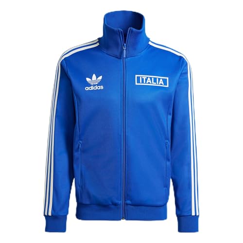 adidas Men's Soccer Italy Beckenbauer Track Top Jacket - Vintage-Inspired, 3-Stripes Design, Recycled and Renewable Materials (US, Alpha, Small, Regular, Regular, Blue)