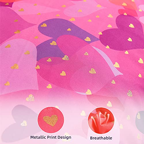 A Nice Night Comforter Set Gold Metallic Print, Rainbow Gold Foil Glitter Heart Of Love Pattern，Boho All Season Bedding Set,For Kids Teens,Boys Girls Bedding Quilt Sets (Gold, Queen(88-By-88-Inches)) #TOP4