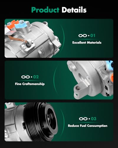 Image of SCITOO AC Compressor for Toyota for Tundra 4.7L 2007-2010 | Fast Cooling, Ultra Low Noise (≤72 dB) Air Conditioner Compressor for Summer, with Clutch, 10345050 638827 CS20116 67312