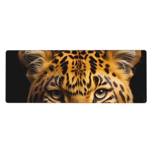 The Deep Eyed Leopard Mouse Pad 30,5 x 80 cm Long Tapis de souris d'ordinateur avec base antidérapante pour jeux et bureau