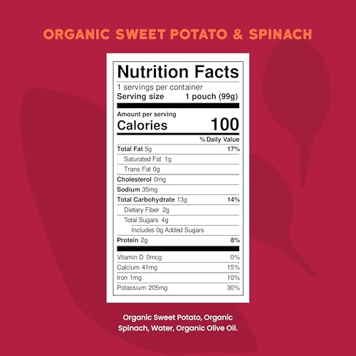 Image of Serenity Kids Organic Spinach Baby Pouches, No Added Sugar, 3.5 Oz, 12 Pack | Baby Food, Toddler Food Pouch, No Added Sugar Toddler Pouches, USDA Organic, Veggie First, 6M+, GMO-Free, Recycle After Use