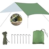 toldos para furgonetas camper segunda mano Protección para todo tipo de clima: Lona de la tienda hecha de lona de poliéster 210D altamente resistente al agua con bordes y puntos de sujeción reforzados y bien cosidos, revestimiento plateado repelente al agua en el interior para resistir el viento fuerte y la lluvia, tiene una excelente protección solar y UV para proteger su piel.