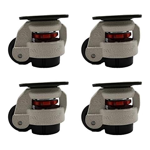 HLMOptimo Leveling Machine Casters with Rubber Pad, GD-60F Plate Mounted Retractable Workbench Caster, Leveling Feet Wheels, Pack of 4 Cover