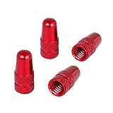 ZOOENIE 4 PCS MTB Presta Fahrrad Straße Racing farbige Metall eloxiert bearbeitet Aluminiumlegierung Reifen Französisch Stil Ventil Cap Staub Abdeckungen (Rot)