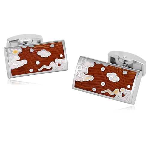 Mancuernillas de acero inoxidable con patrón grabado para hombre