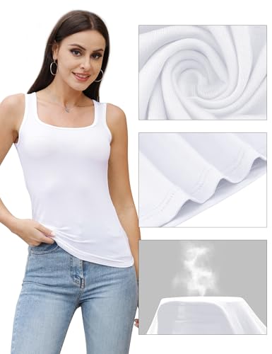 Image of BQTQ 5 Pack Women's Tank Tops Square Neck Sleeveless Ladies Tank Top Undershirts
