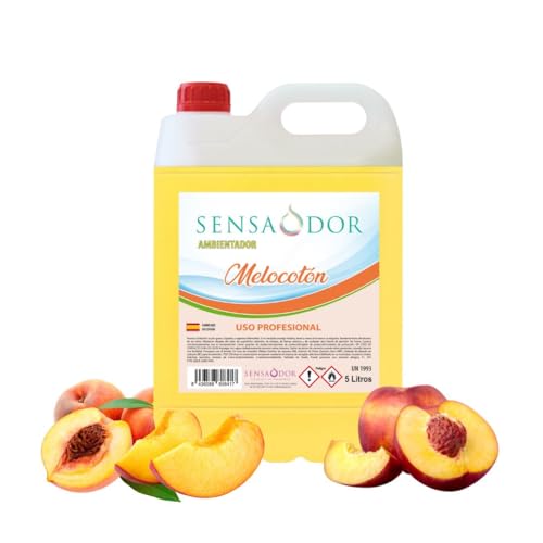Ambientador, 5 Litros Garrafa, Profesional, Empresas, Negocio, Limpieza, Neutralizador, Buen olor, Aromatizador SENSAODOR (Melocotón)