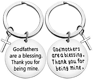 Godparent Gifts from Godchild Godmother Godfather Keyring Keychain, Christening Gift for Godmother Godfather Baptism Gift Thank You Gift Appreciation Gift Christmas Birthday Gift for Men Women