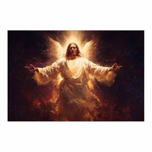 HUYEEI Cuadro sobre Jesús Luz Sagrada Revelada Impresiones En Lienzo Póster Jesús Religioso para Baño Sala de Estar Pasillo Pasillo del dormitorio（blanco-60x90cm Sin marco