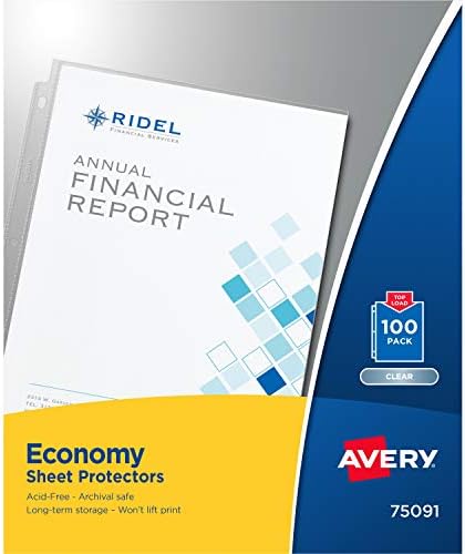 Avery Economy Clear Sheet Protectors, Acid Free, Letter Size, 2 Boxes, 100 Each (75091)