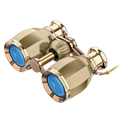 ESSLNB Opera Glasses Binoculars for Women Adults 4X30mm Theater Glasses Compact Binoculars for Theater and Concerts Antique Binoculars with Case Removable Chain (Gold) Cover