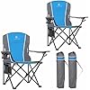 LET'S CAMP Oversized Outdoor Folding Camping Chair, 2 Pack Heavy Duty Arm Chairs