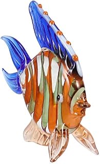 WINOMO Glass Fish Ornaments Color Stained Fish Collectible Figurines Home Glass Fish Decor Marine Theme Desktop Glass Art Ornament for Home Office Desktop Decor Blue