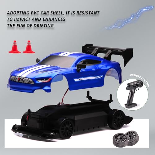 Image of 1:24 Scale RC Drift Car,4WD 2.4GHz High Speed Racing Hobby Sport Toy Car Vehicle with LED Lights,Racing and Drift Wheels for Adult Boys Girls Kids Gift (8602-Blue)