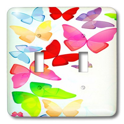 Double interrupteur à bascule 3dRose lsp_101453_2 décor papillons multicolore - 4
