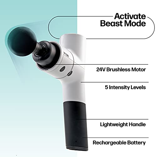 VYBE Premium Muscle Massager Gun - Quiet, Portable, Handheld Deep Tissue Percussion Massage Gun for Athletes - 5 Speeds, 4 Attachments