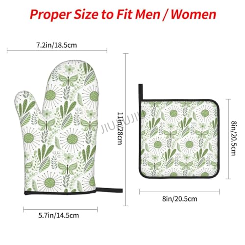 Oven Mitts and Pot Holders Set Butterfly Patterns Non-Slip Heat Resistant Oven Mitts and Potholder for Cooking Baking Grilling BBQ - immagine 3