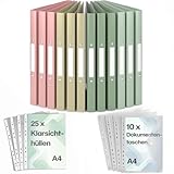 ACROPAQ - 12 x Ringbuch A4 - Inkl. 10 x Dokumententasche, 25 x Klarsichthüllen und 12 x Rückenetiketten, Mit 2 Ringen, Rückenbreite 2,5 cm, Erde, Nature Farbkollektion - Ringhefter, Ringordner