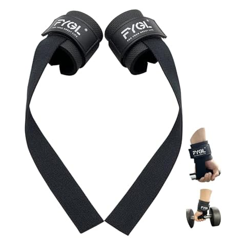 FYGL Cotton Lifting-Straps with Neoprene-Padded Wrist-Supports, Black Cover