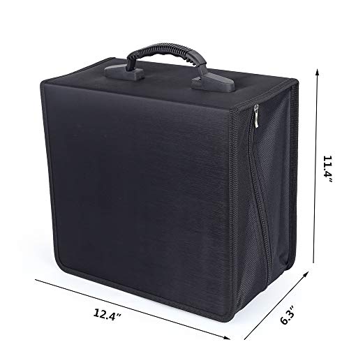 Vicoter 400 Large Capacity CD/DVD Case, CD Case Holder Portable DVD Storage Organizer with Hand Strap Easy to Carry (Black) - Thumbnail 6