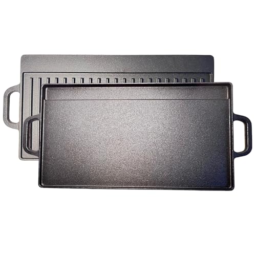 Thorness Versatile Cast Iron Double-Sided Non-Stick Grill Pan for Perfect Grilling Indoors & Outdoors