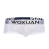 iixpin Boxershorts Herren Netz Briefs Shorts Sexy Unterhose Transparent Retroshorts Nylon Unterwäsche Männer Trunks Slip Elastisch Weiß M