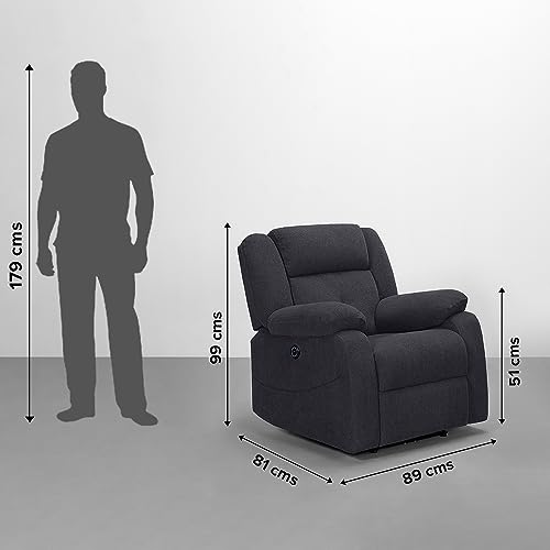 Image of Sleepyhead RX7 Designed by Duroflex - Motorized Single Seater Fabric Recliner Chair with Rocking & 360 Swivel |3 Position Easy Recline |Plush Cushion Sofa for Living Room - Iceland Grey
