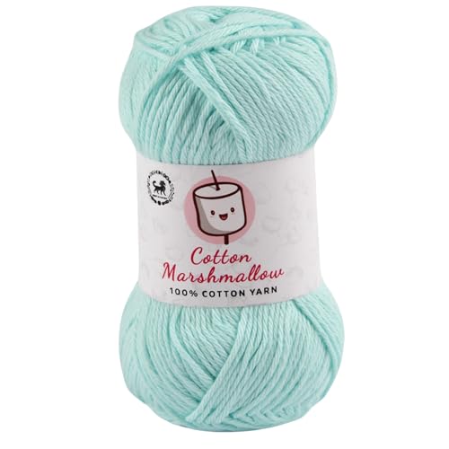 Image of NESTNHAVEN Cotton Marshmallow 100% Cotton Yarn - (50 g, 130 m) - Luxury Yarn for Crochet, Amigurumi, Embroidery, Toys, Garments, Flowers and Hobby Projects (Light Turquoise)