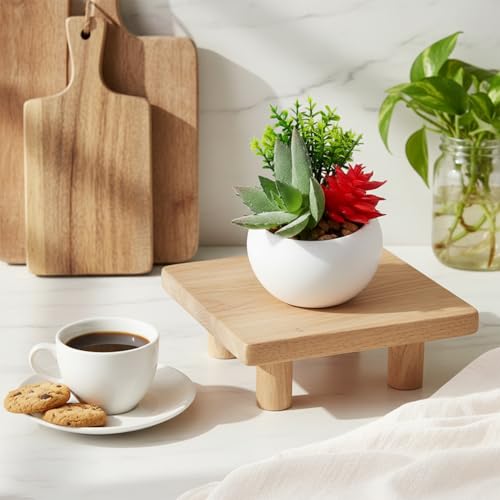 Image of KARP Artificial Potted Plants, Mini 13Cm Height Faux Succulent Flowers with White PVC Pots Home Decor, Indoor Artificial Ornamental Plant for Living Room, Office Desk & Bathroom, Decorative