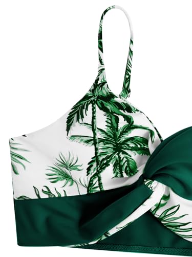 Image of Milumia Girl's 3 Piece Swimsuits Printed Twist Bikini Set with Coverup Skirt Beachwear