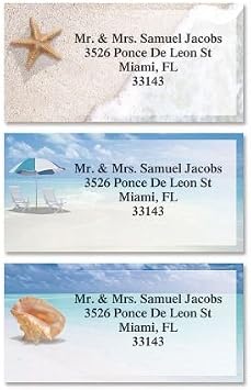 Calm Seas Personalized Border Return Address Labels- 3 Designs, Set of 144 1-1/8" x 2-1/4" Self-Adhesive, Flat-Sheet Labels, By Colorful Images