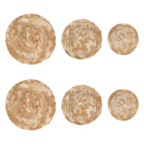 Happyyami Parrot Straw Hat Lightweight Natural Mini Bird Hat 2.76X2.76X1.38In Parrot Headdress Sun Protection Photographic Prop for Pet Birds