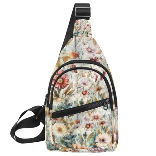 Bolso bandolera casual con estampado de flores y correa de hombro ajustable