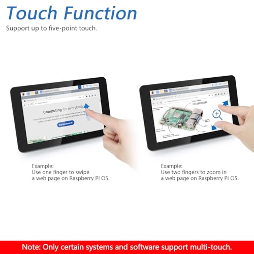 Image of FREENOVE 7 Inch Touch Display for Raspberry Pi 5 4 B 3 B+ A+, 800x480 Pixel IPS Monitor, 5-Point Capacitive Touchscreen, Driver-Free MIPI DSI Port