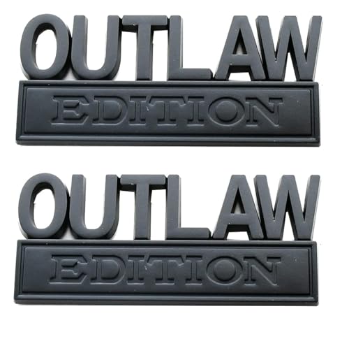 Image of 2PCS Outlaw Edition Emblems, 3D Badge Car Sticker with 3M Strong Adhesive, Fender Replacement for F150 F250 F350 Chevy Silverado 1500 2500 Chevrolet C10 C15 (Black)