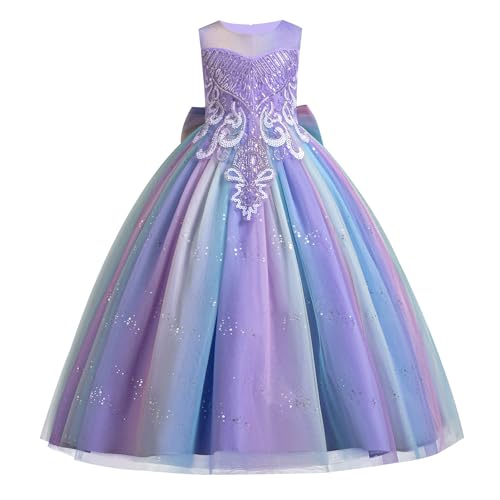 Robe mariage enfant à paillettes longue et confortable en tulle pour fête IDOPIP