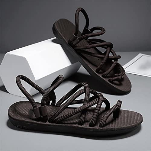 Men Sandals Roman Outdoor Beach Casual Shoes Gladiator Sandals Slip-On(D,39 Code)4